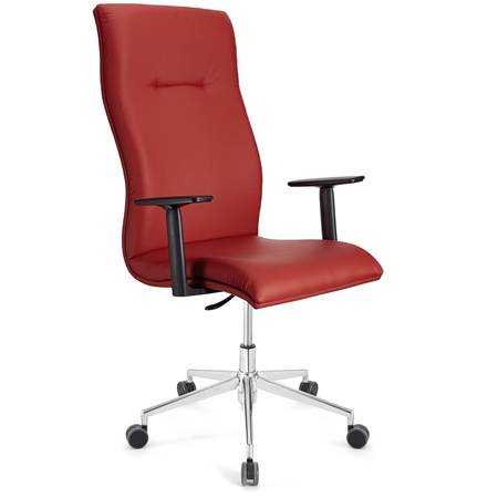 Fauteuil de bureau ANIBAL PRO CUIR, Grand dossier, Accoudoirs Ajustables, Rouge