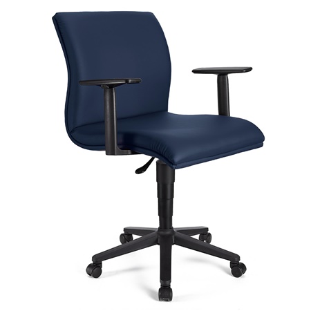 Fauteuil de bureau ANIBAL BASE CUIR, Accoudoirs Ajustables, Bleu