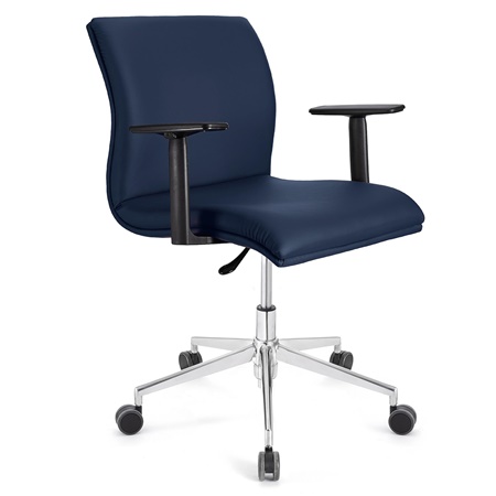 Fauteuil de bureau ANIBAL BASE PRO CUIR, Accoudoirs Ajustables, Bleu