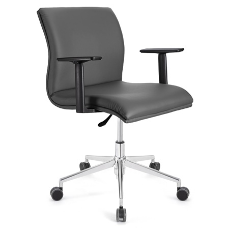 Fauteuil de bureau ANIBAL BASE PRO CUIR, Accoudoirs Ajustables, Gris