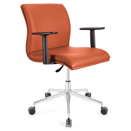 Fauteuil de bureau ANIBAL BASE PRO CUIR, Accoudoirs Ajustables, Orange