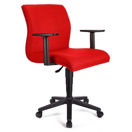 Fauteuil de bureau ANIBAL BASE, Accoudoirs Ajustables, Tissu, Rouge