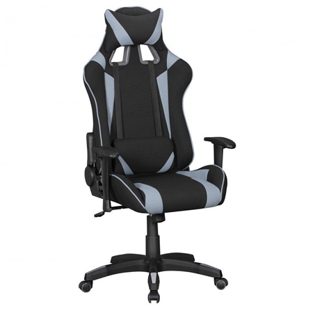 Fauteuil de bureau Gamer ORBY TISSU, Dossier Inclinable, Coussins Inclus, Noir/Gris