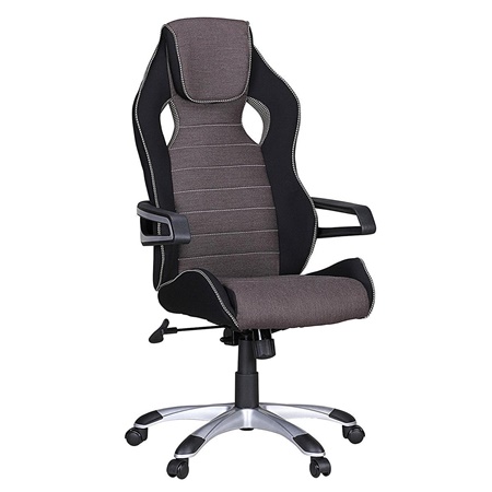 Fauteuil Gamer DAKAR PRO, Design exclusif avec coutures, en Tissu, Noir et Gris