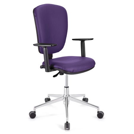 Chaise de bureau CALIPSO PRO CUIR, Dossier et Accoudoirs Ajustables, Piétement Métallique, Violet