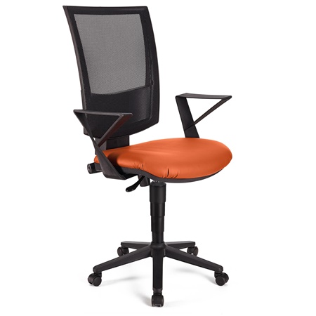 Chaise de bureau PANDORA CUIR, Dossier Ajustable en Maille, Rembourrage épais, Orange