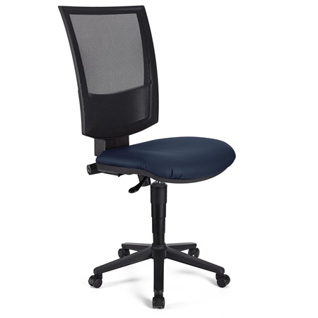 Chaise de bureau PANDORA SANS ACCOUDOIRS CUIR, Dossier Ajustable en Maille, Rembourrage épais, Bleu