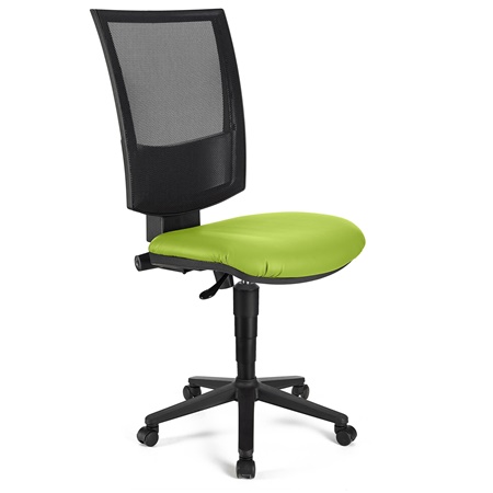 Chaise de bureau PANDORA SANS ACCOUDOIRS CUIR, Dossier Ajustable en Maille, Rembourrage épais, Vert