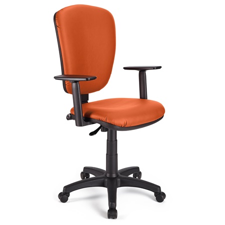 Chaise de bureau CALIPSO PLUS CUIR, Dossier et Accoudoirs Ajustables, Robuste, Orange