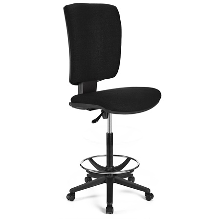 Tabouret de Bureau ATLAS SANS ACCOUDOIRS, Dossier Ajustable, Grand Rembourrage, en tissu, Noir