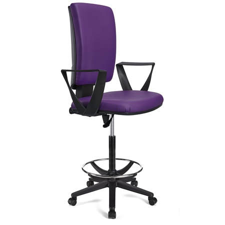 Tabouret de Bureau ATLAS CUIR, Dossier Ajustable, Grand Rembourrage, Violet