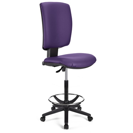 Tabouret de Bureau ATLAS SANS ACCOUDOIRS CUIR, Dossier Ajustable, Grand Rembourrage, Violet