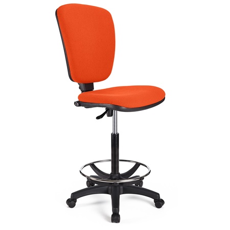 Tabouret de Travail CALIPSO SANS ACCOUDOIRS, Dossier Ajustable, Grand Rembourrage, Tissu, Orange