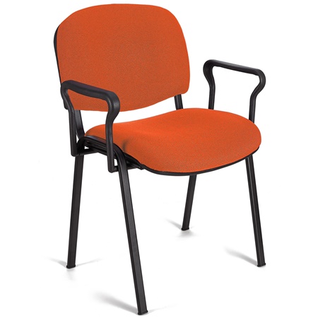 Chaise visiteur MOBY BASE AVEC ACCOUDOIRS, Commode et Pratique, Piétement Noir et Tissu Orange