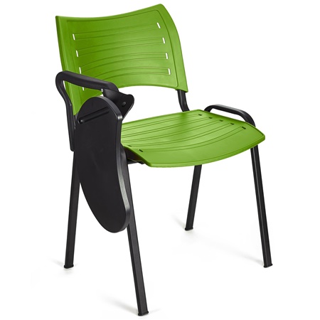 Chaise visiteur ELVA AVEC TABLETTE, Empilable et Pratique, Piétement Noir, Vert