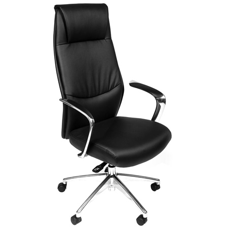 Fauteuil de bureau LOCRONAN, Grande Qualité et Design, Mécanisme Synchrone, Cuir, Noir