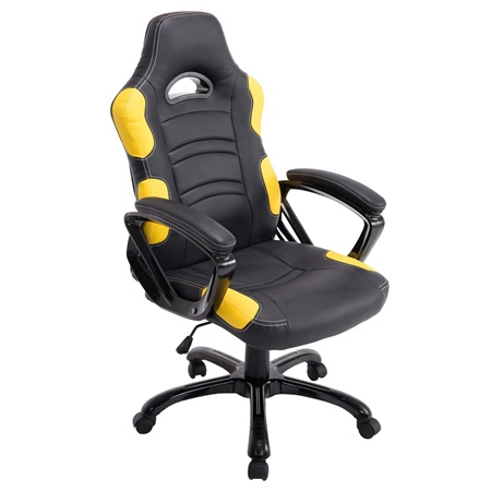 Chaise Gaming AOKI, Inclinable, Design Sportif, en Cuir, de Couleur Noir/Jaune