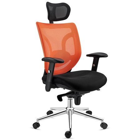 Chaise Ergonomique LAMBO, Utilisation quotidienne 8 Heures, Appui-tête, Excellent Support Lombaire, Orange