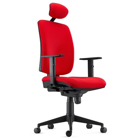 Chaise ergonomique PIERO, Appui-tête et Accoudoirs Ajustables, en Tissu Rouge