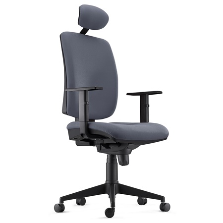 Chaise ergonomique PIERO, Appui-tête et Accoudoirs Ajustables, en Tissu Gris