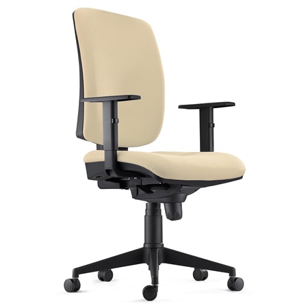 Chaise ergonomique PIERO, Accoudoirs Ajustables, en Tissu Crème 