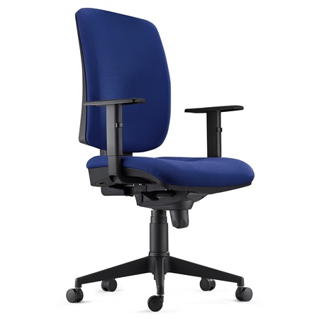 Chaise ergonomique PIERO, Accoudoirs Ajustables, en Tissu Bleu Foncé