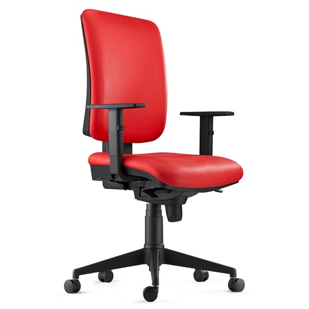 Chaise ergonomique PIERO, Accoudoirs Ajustables, en Cuir Rouge
