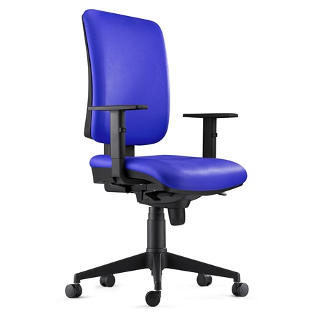 Chaise ergonomique PIERO, Accoudoirs Ajustables, en Cuir Bleu