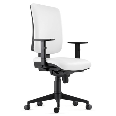 Chaise ergonomique PIERO, Accoudoirs Ajustables, en Cuir Authentique Blanc