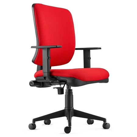 Chaise ergonomique DIEGO, Rembourrage Épais, Mécanisme Synchrone, en Tissu Rouge