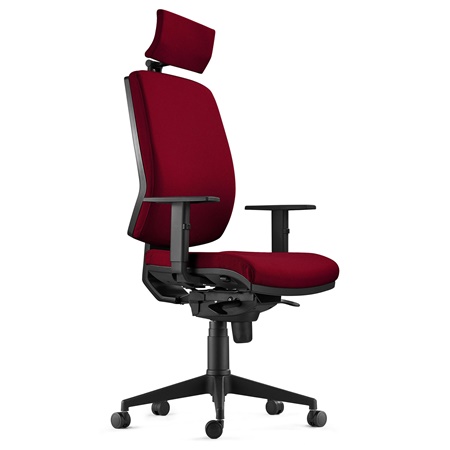 Chaise Ergonomique OLIVER, en Tissu Bordeaux, Appui-tête, Utilisation 8 Heures, Rembourrage Epais