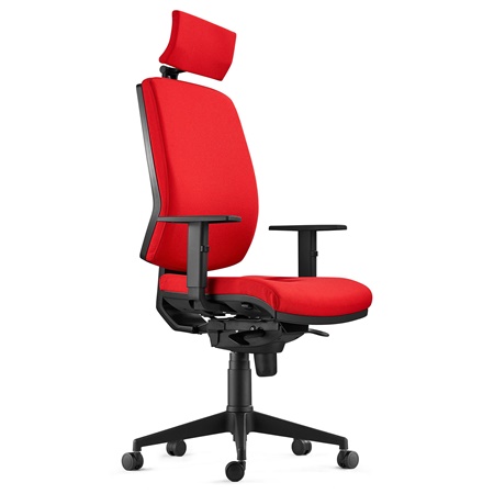 Chaise Ergonomique OLIVER, en Tissu Rouge, Appui-tête, Utilisation 8 Heures, Rembourrage Epais