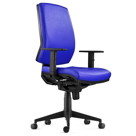 Chaise ergonomique OLIVER, Cuir Bleu,  Utilisation 8 Heures, Rembourrage Epais