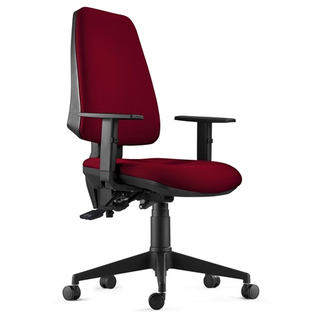 Chaise de Bureau Ergonomique INDIANA, en Tissu Bordeaux, avec Accoudoirs Ajustables