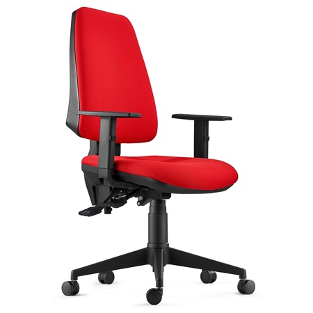 Chaise de Bureau Ergonomique INDIANA, en Tissu Rouge, avec Accoudoirs Ajustables