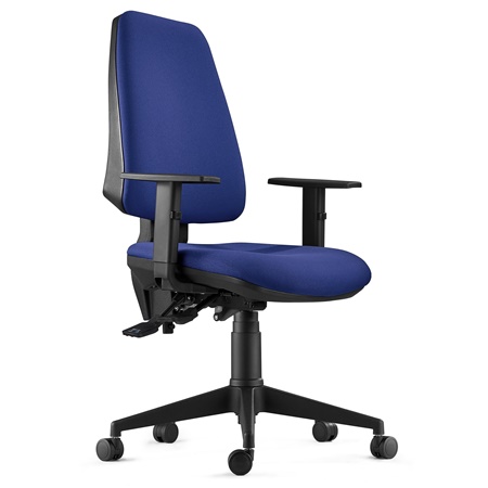 Chaise de Bureau Ergonomique INDIANA, en Tissu Bleu Foncé, avec Accoudoirs Ajustables