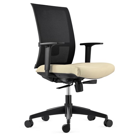 Chaise Ergonomique EXON, Support Lombaire, Utilisation 8 H, en Tissu et Maille, Crème