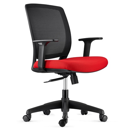 Chaise de bureau MISURI, Accoudoirs Réglables, en Maille Respirante, Noir / Rouge