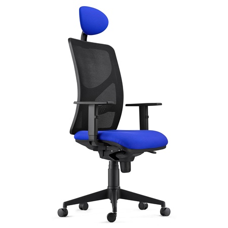 Chaise de bureau BAIKAL, Accoudoirs Ajustables, Support Lombaire, en Tissu, Bleu