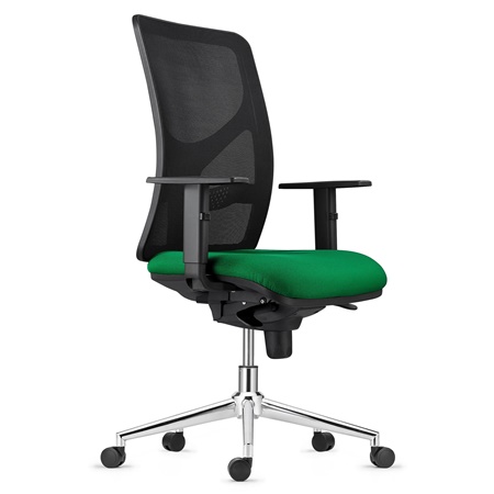 Chaise de bureau MILO, Piétement métallique, Accoudoirs Ajustables, Support Lombaire, en Tissu, Vert