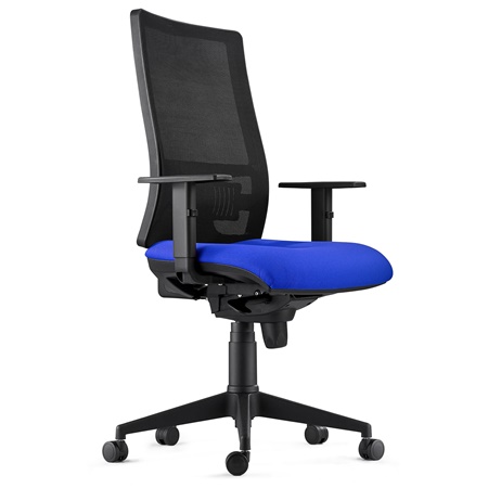 Chaise Ergonomique EMERSON, Support Lombaire, Accoudoirs et Dossier Ajustables, en Tissu, Bleu