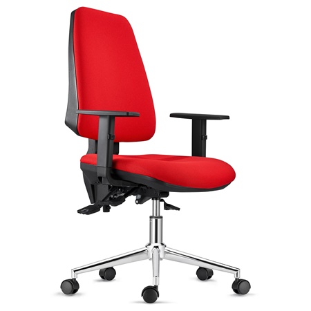 Chaise de bureau Ergonomique INDIANA, en Tissu Rouge, avec Piétement Métallique et Accoudoirs Ajustables