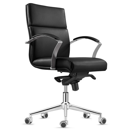 Fauteuil de Bureau RABAT, en Cuir, Noir, Dossier Basculant Taille Intermédiaire