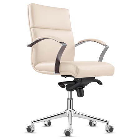 Fauteuil de Bureau RABAT, en Cuir, Crème, Dossier Basculant Taille Intermédiaire