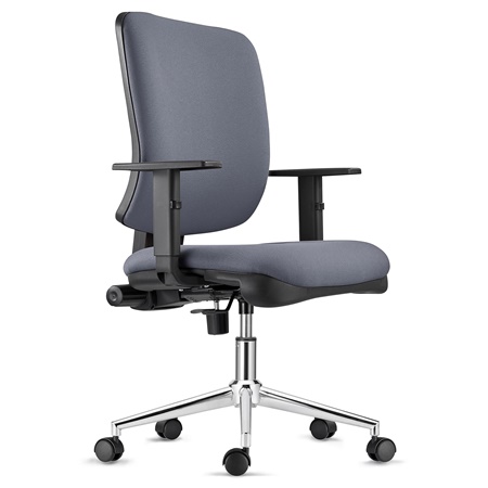 Chaise ergonomique DIEGO, Piétement Métallique, Rembourrage Épais, en Tissu Gris