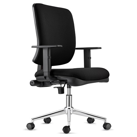 Chaise ergonomique DIEGO, Piétement Métallique, Rembourrage Épais, en Tissu Noir