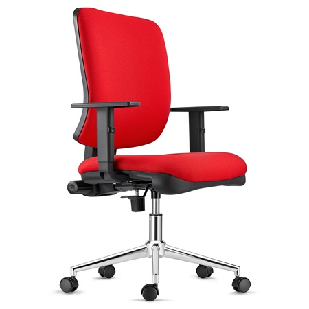 Chaise ergonomique DIEGO, Piétement Métallique, Rembourrage Épais, en Tissu Rouge