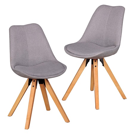 Lot de 2 Chaises Visiteur KARINE, Design Exclusif, Structure en Bois, en Tissu, couleur Gris