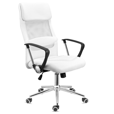 Chaise de Bureau NISEKO, Appui-tête Rembourré, Piétement Métallique Exclusif, en Blanc