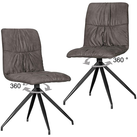 Lot de 2 Chaises visiteur INAM, Revêtement Moelleux, Pivotantes, Design Rétro, Gris